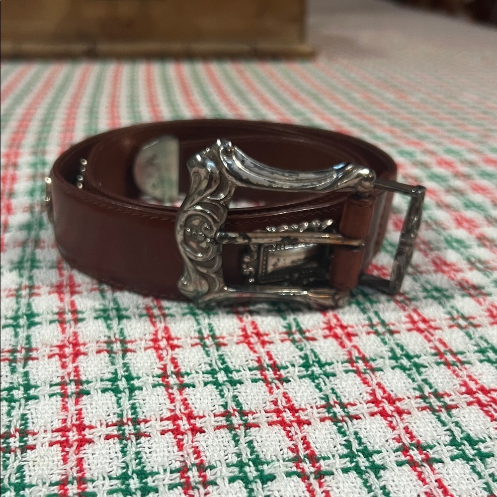 Fossil Vintage 1997 Leather and Silver Belt
